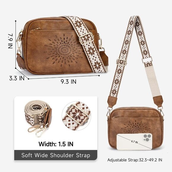 Vegan Leather Crossbody Bag for Women Small Stylish with Adjustable Strap - Picture 6 of 6